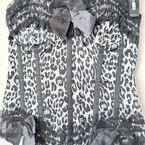 Women's Black and Gray Leopard Print Corset